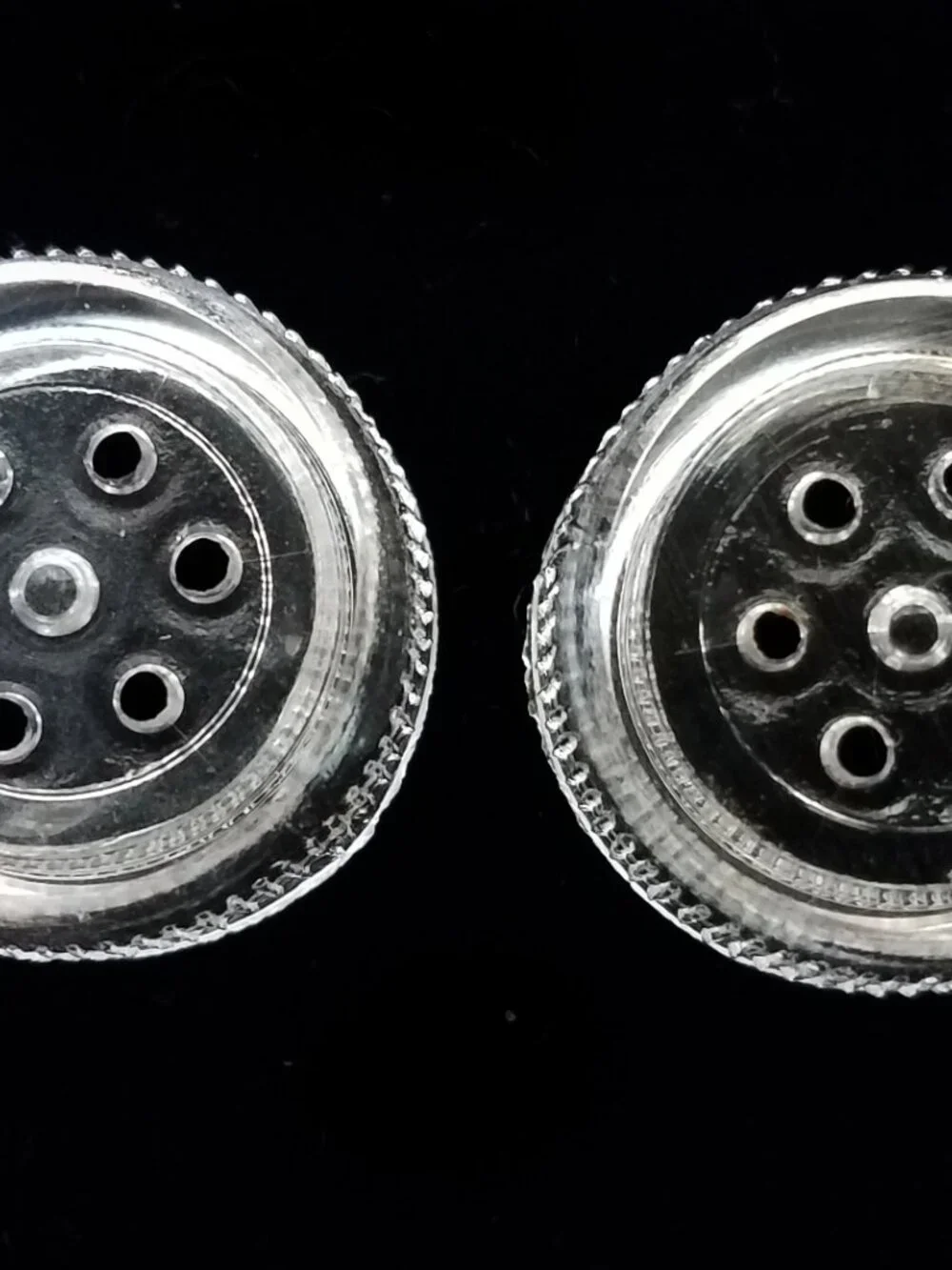 Fostoria Meadow Rose Vintage Glass Candlesticks & RARE Salt & Pepper Shakers